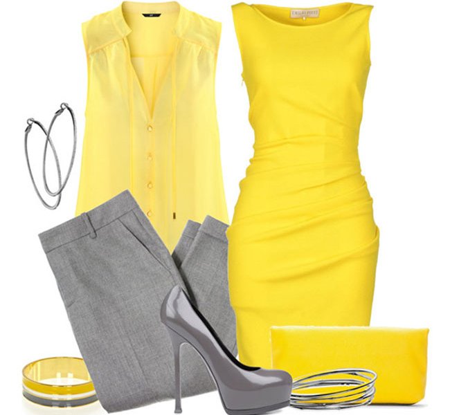 Сочетание с желтым платьем