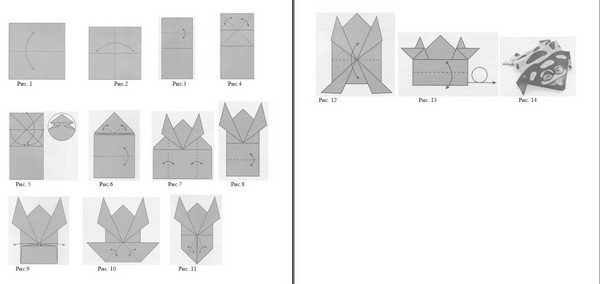 Оригами лягушка прыгающая схема